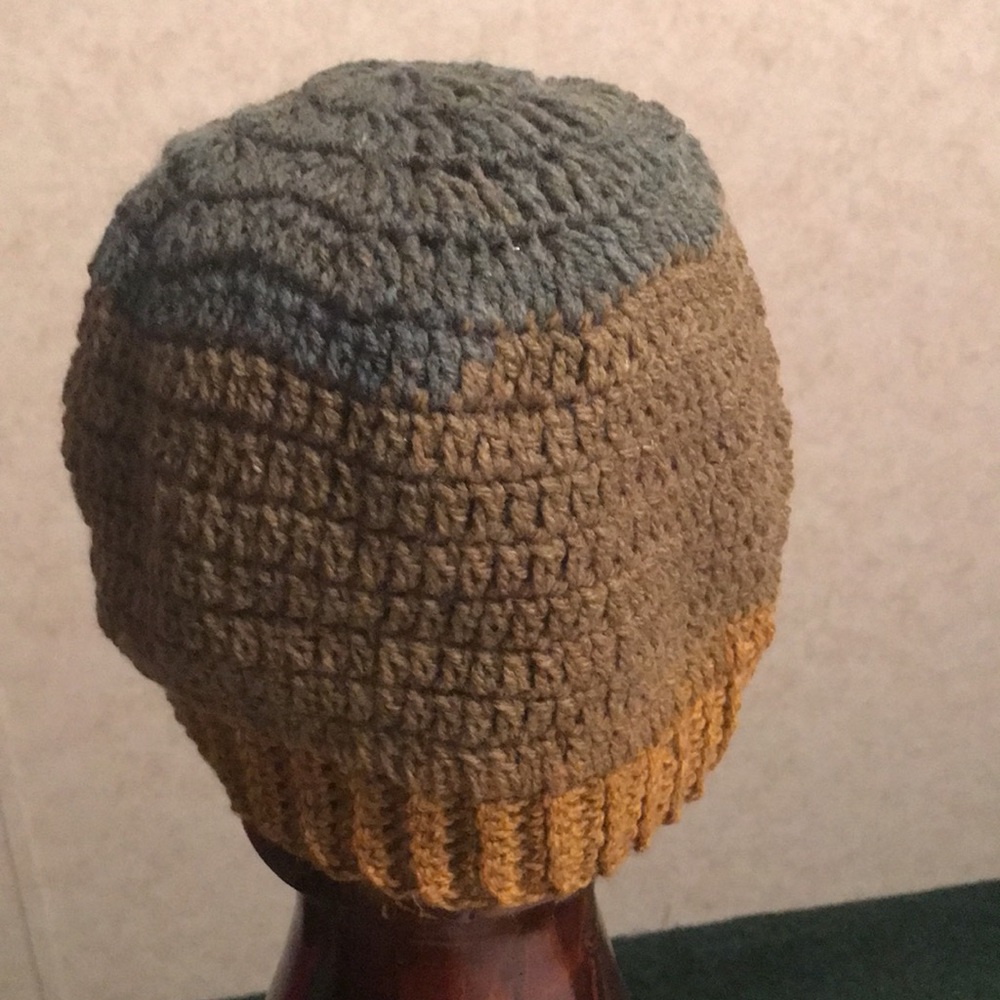 Handmade Crochet hat. Never worn. Multiple browns greens and golds in color. - Picture 3 of 3